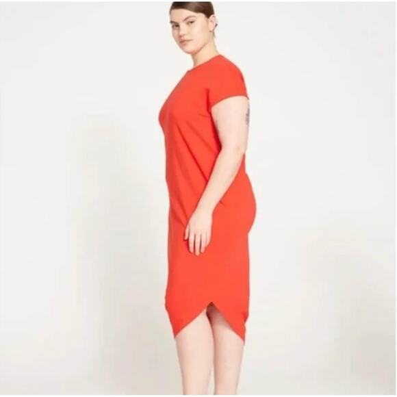 Universal Standard Geneva Dress 4XS 00 0 Aura Orange NWT Midi 2XS Travel Coastal - Picture 1 of 5
